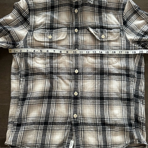 American Eagle Flannel Sherpa Hoodie Cream Black Soft Size S - Picture 8 of 12